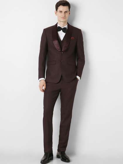 Peter England Elite
                        Self Design Shawl Collar Slim Fit 3 Piece Suits