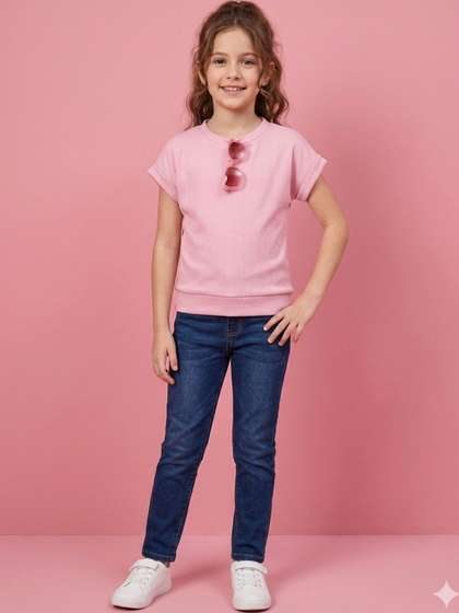 V-Mart Girls Rib Round
                    Neck T-Shirt