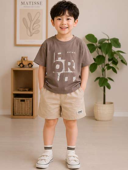 YK Boys Typography
                    Printed T-shirt