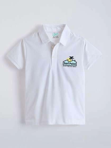 Hopscotch Boys Printed
                    Polo Collar Tropical T-shirt