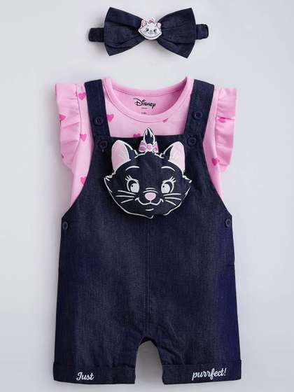 Hopscotch Girls Printed
                    Dungaree With Tshirt