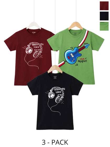 Dollar Kids Pack Of 3
                      Graphic Printed Pure Cotton T-shirts