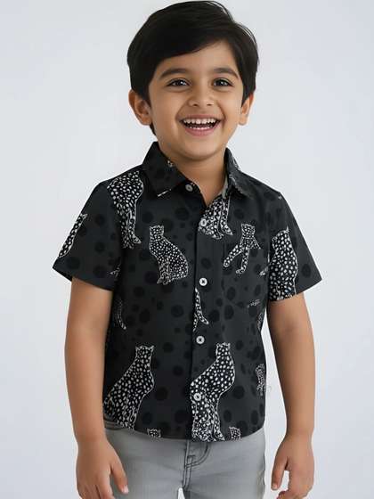 Hopscotch Boys Comfort
                    Animal Printed Casual Shirt