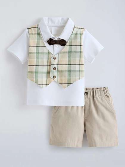 Hopscotch Boys Checked
                    T-shirt with Shorts