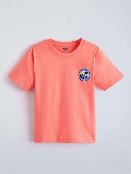 Hopscotch Boys Printed
                    Drop-Shoulder Sleeves Tropical T-shirt