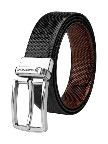 Crabby Hunt Men Textured
                    Leather Reversible Belt