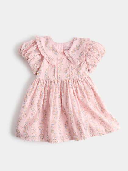Marks & Spencer
                    Printed Pink Cotton Girls Regular Fit A-Line Dress