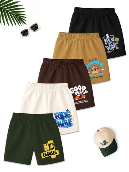 YK Boys Typography
                    Printed Shorts