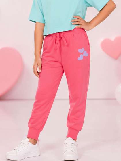 KiddoPanti Girls Regular
                    Fit Graphic Print Joggers