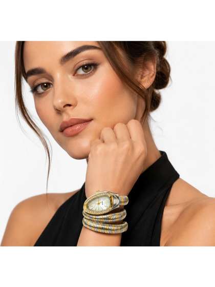 VIEN Women Cubic
                        Zirconia Gold-Plated Wraparound Bracelet