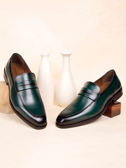 LOUIS STITCH Men
                        Seaweed Green Formal Slip-On Moccasin Shoes