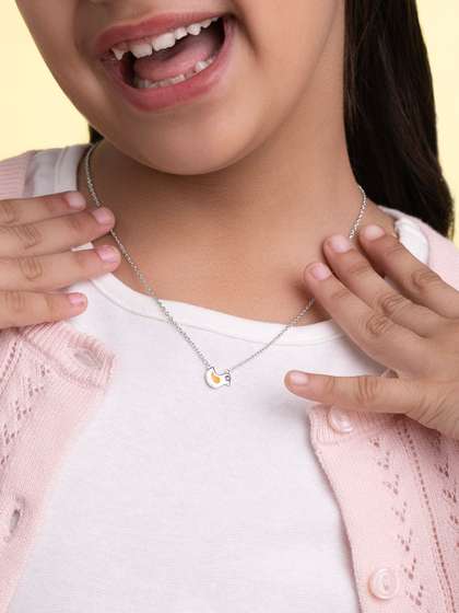 SHAYA Girls 925 Sterling
                    Silver-Plated Enamelled Minimal Necklace