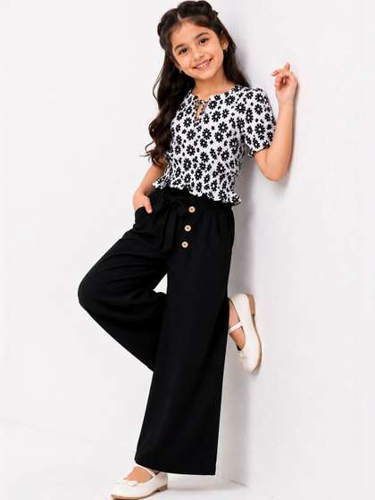 Dripteen Girls Printed
                    Top with Palazzos
