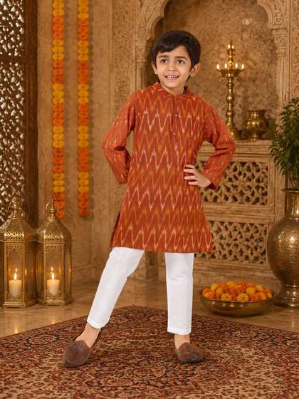 VIKRI By Khushboo Parekh
                    Boys Ethnic Motifs Printed Regular Pure Cotton Kurta
                    with Pyjamas
