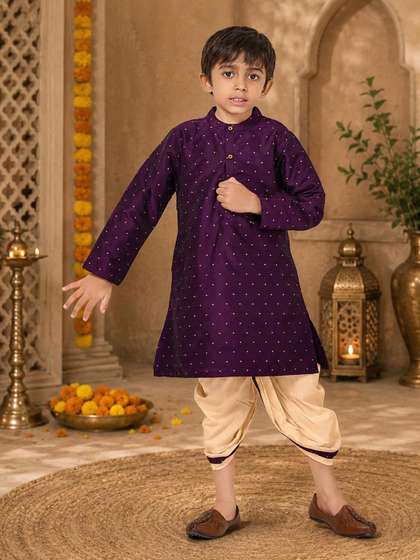 VIKRI By Khushboo Parekh
                    Boys Ethnic Motifs Printed Regular Pure Cotton Kurta
                    with Dhoti Pants