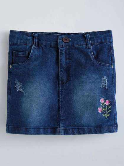 Hopscotch Girls Floral
                    Frills Bows and Ruffles Mini Straight Skirt