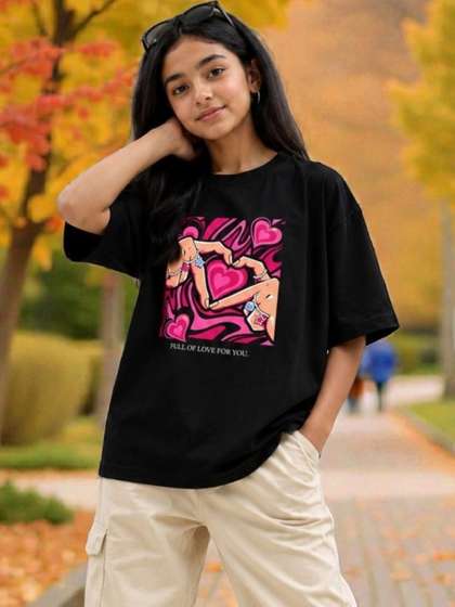 KEESOR Girls Printed
                    T-shirt