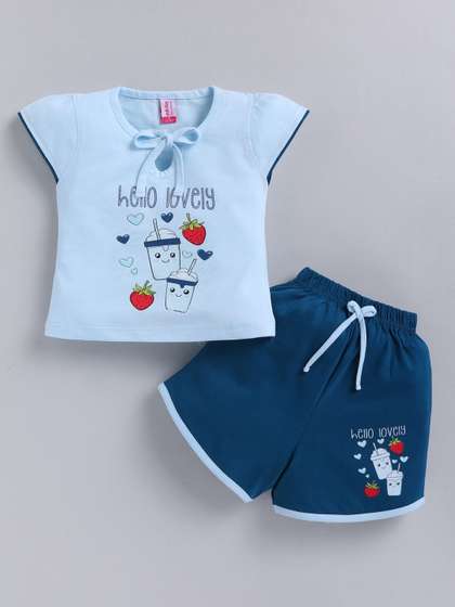 NEON Girls Printed
                    T-shirt with Shorts