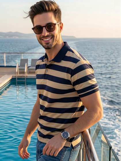 Kook N Keech Men Striped Polo Collar T-shirt