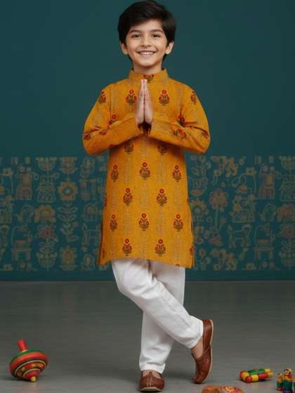KALINI Boys Ethnic
                      Motifs Printed Regular Kurta with Pyjamas