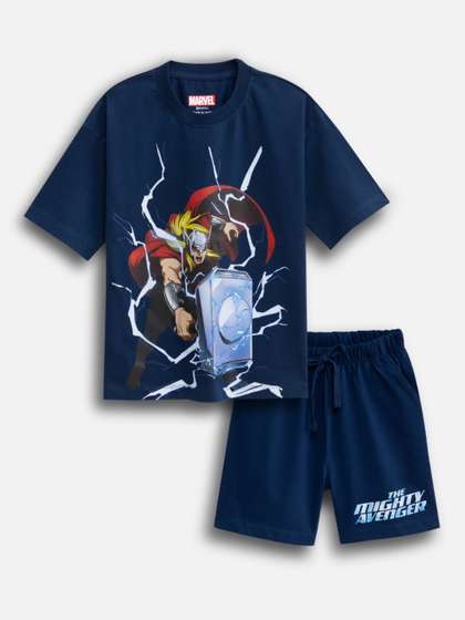 Nap Chief Kids Unisex
                    Marvel Thor Mjolnir Printed T-shirt With Shorts
