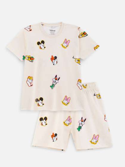 Nap Chief Kids Unisex
                    Disney Mickey & Friends Printed Relaxed Fit
                    Cotton T-shirt & Shorts