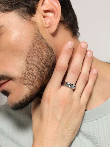 Jewelor Men Ancient
                      Retro Design Stainless Steel Black Color Finger
                      Ring