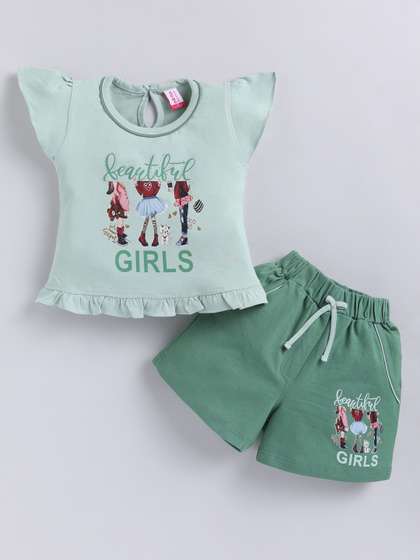 NEON Girls Printed
                    T-shirt with Shorts