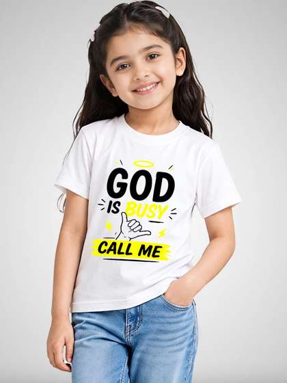 DOODLEBERRY Girls
                    Graphic Printed Round Neck Regular Fit T-shirt