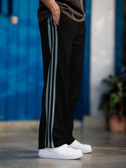 Maniac Men Cotton
                          Relaxed Fit Side Stripes Track Pants