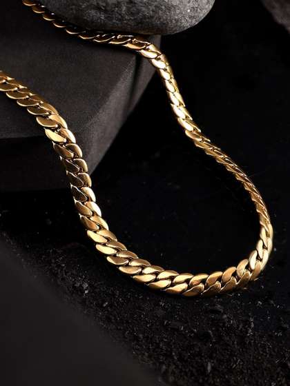 Jewelor Men Four Sided
                    Grinding Stainless Steel Gold Plated Chain