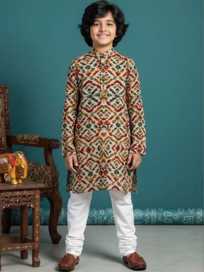 KALINI Boys Ethnic
                      Motifs Printed Regular Kurta with Churidar