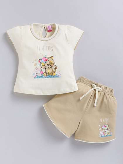NEON Girls Printed
                      T-shirt with Shorts