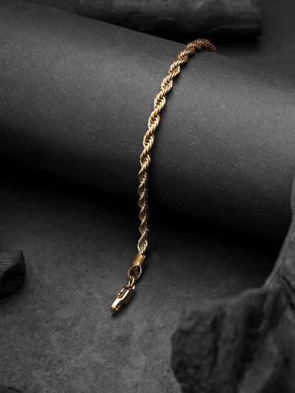 Jewelor Men Twist Rope
                      Design Stainless Steel Gold Plated Bracelet