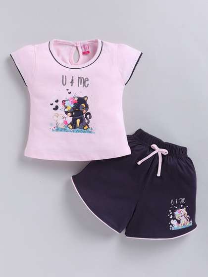 NEON Girls Printed
                    T-shirt with Shorts