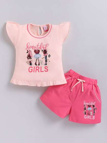 NEON Girls Printed
                    T-shirt with Shorts