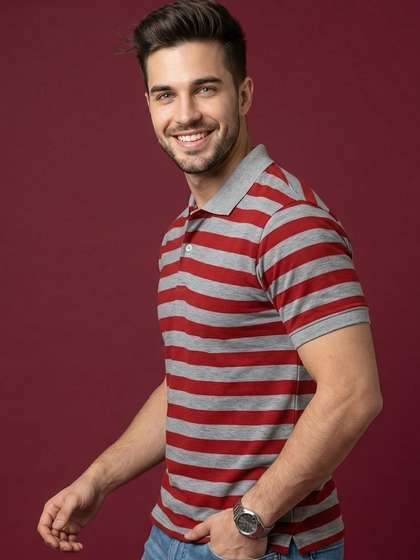 Kook N Keech Men Striped Polo Collar T-shirt