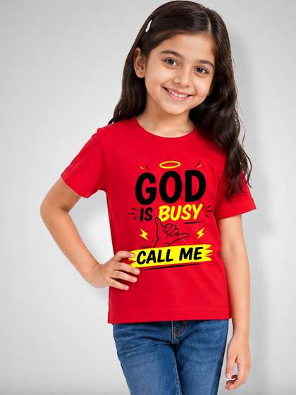 DOODLEBERRY Girls
                      Graphic Printed Round Neck Regular Fit T-shirt