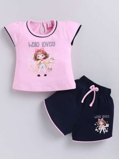 NEON Girls Printed
                    T-shirt with Shorts