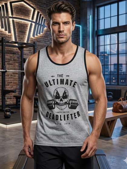 R.Code by The
                        Roadster Life Co. Printed Cotton Blend Gym Vest