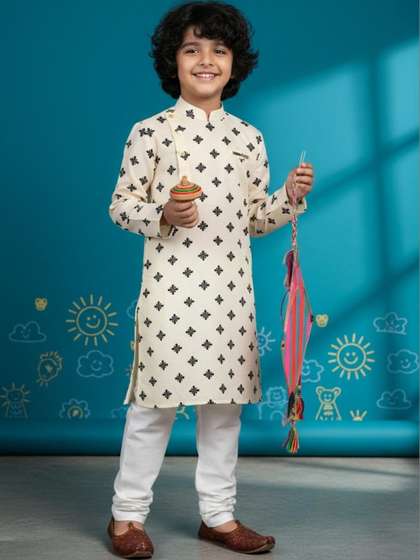 KALINI Boys Ethnic
                    Motifs Printed Regular Kurta with Churidar