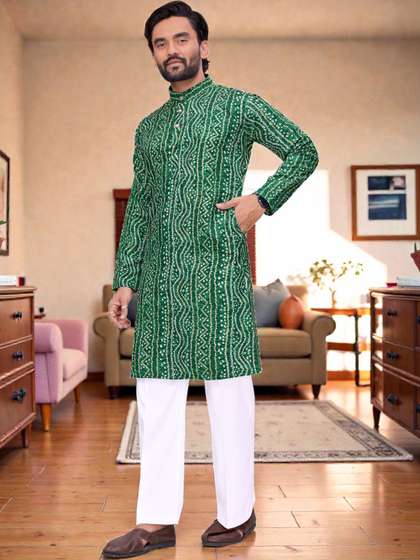 WELL TEX Men
                        Bandhani Printed Indie Prints Kurta