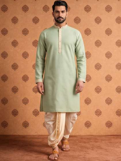 SOURAGYA Men
                        Embroidered Thread Work Jacquard Kurta