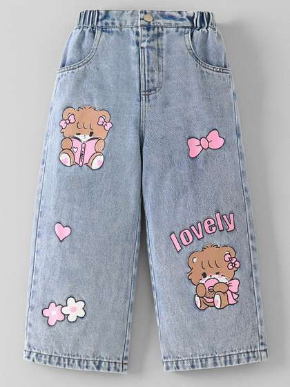 Hopscotch Girls Comfort
                    Regular Fit Mid-Rise Denim Light Fade Jeans