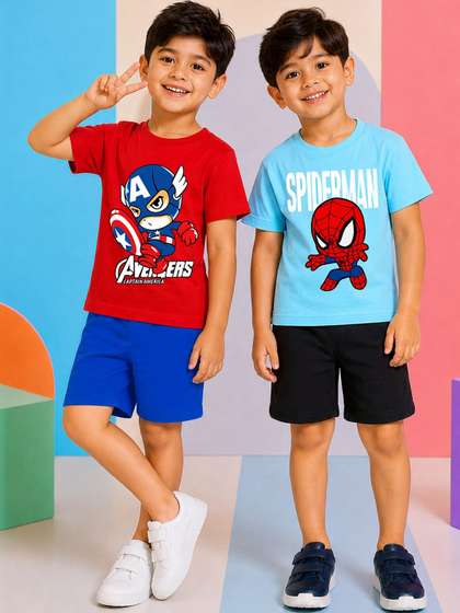 YK Marvel Boys Pack Of 2
                    Avenger Printed T-shirt with Shorts Clothing Set