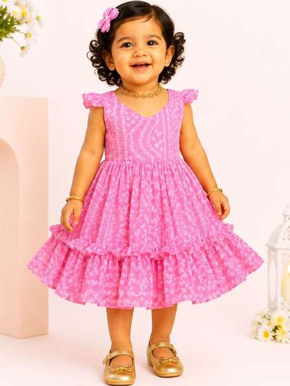 Babypattu Print Flutter
                    Sleeve Fit & Flare Midi Dress