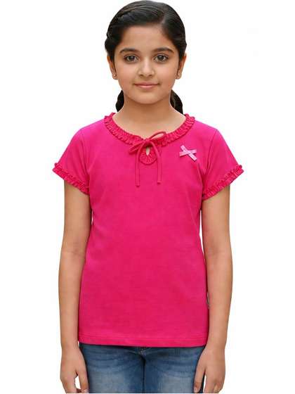 CLEVER Kids Bio Finish
                      Solid Cap Sleeves Cotton T-shirt