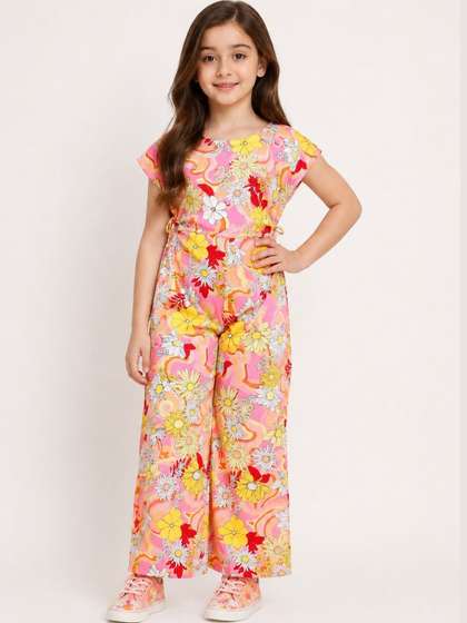 YK Girls Printed Basic
                      Jumpsuit with Embellished