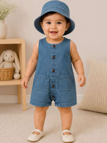 Nino Bambino Infant
                      Girls Organic Cotton Rompers With Hat