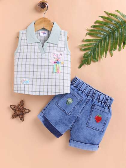 LACKii DOLL Girls
                    Checked Top with Shorts
